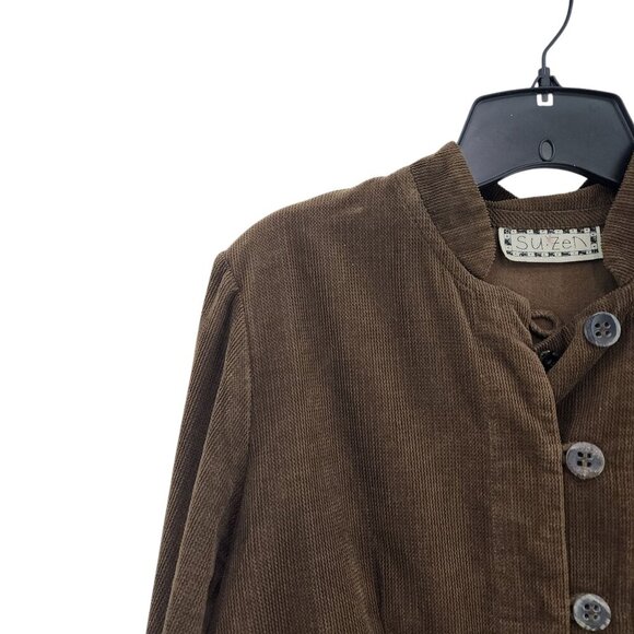 SuZen Women's 100% Linen Vintage Corduroy Button Front Jacket - M - Picture 2 of 8